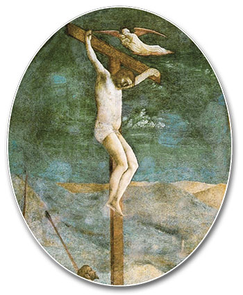 El buen ladrón, detalle de «La crucifixión», de Masolino da Panicale – Basílica de San Clemente, Roma